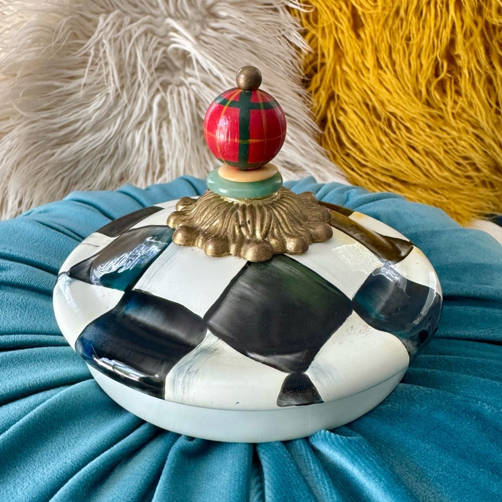 MacKenzie-Childs Courtly Check Enamel Canister Lid